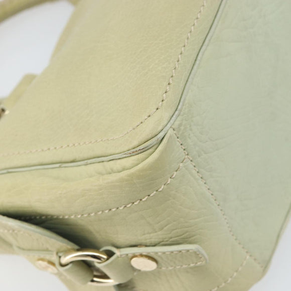 CELINE Boogie Hand Bag Leather Green Gold Auth BA9733