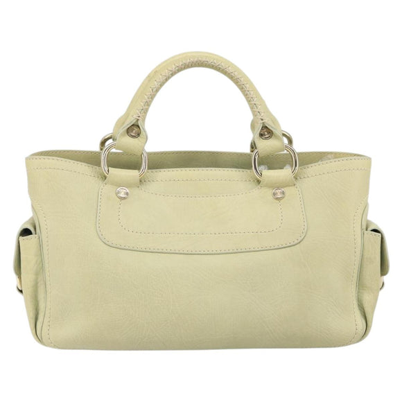 CELINE Boogie Hand Bag Leather Green Gold Auth BA9733