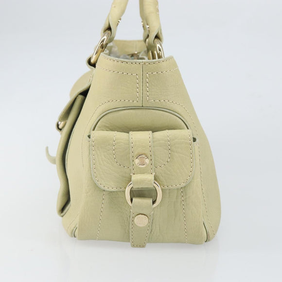 CELINE Boogie Hand Bag Leather Green Gold Auth BA9733
