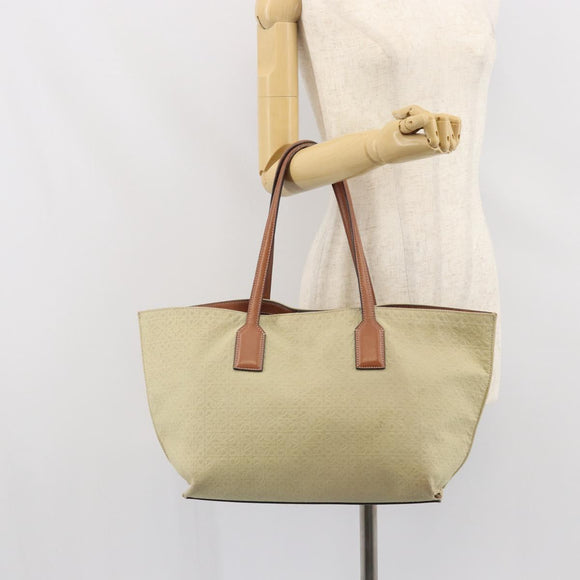 LOEWE Anagram Tote Bag Canvas Beige Auth BA9735