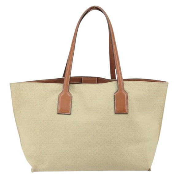 LOEWE Anagram Tote Bag Canvas Beige Auth BA9735