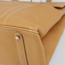 Salvatore Ferragamo Tote Bag Leather Beige Silver Auth BA9736-10