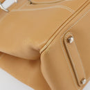 Salvatore Ferragamo Tote Bag Leather Beige Silver Auth BA9736-11