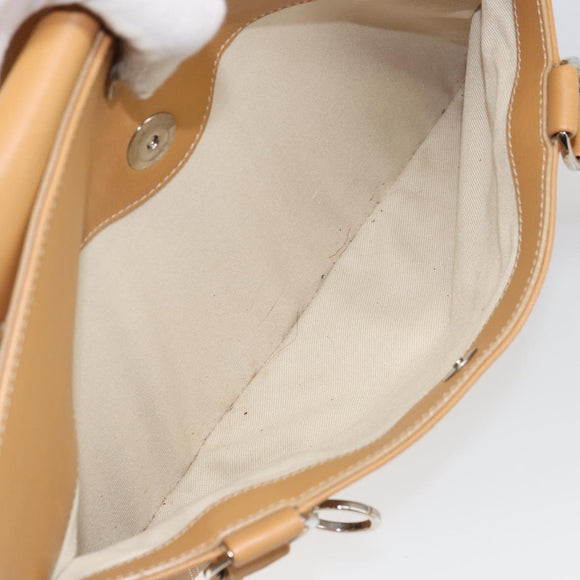 Salvatore Ferragamo Tote Bag Leather Beige Silver Auth BA9736