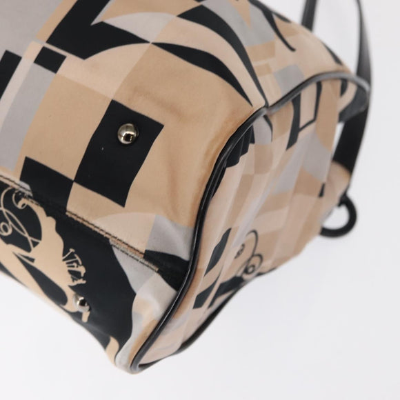 Salvatore Ferragamo Tote Bag Satin Beige Silver Auth BA9737