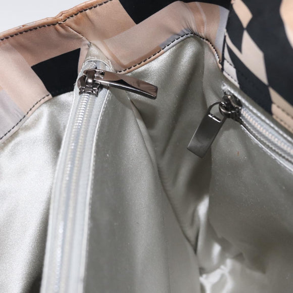 Salvatore Ferragamo Tote Bag Satin Beige Silver Auth BA9737