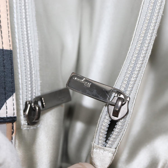 Salvatore Ferragamo Tote Bag Satin Beige Silver Auth BA9737