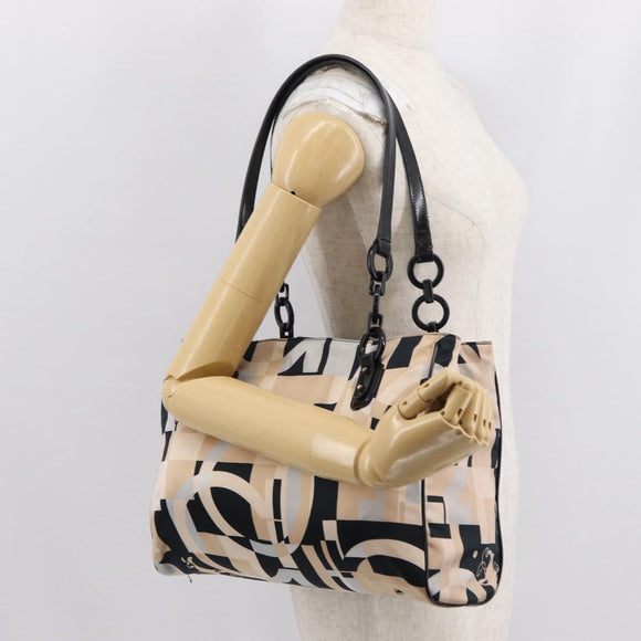 Salvatore Ferragamo Tote Bag Satin Beige Silver Auth BA9737