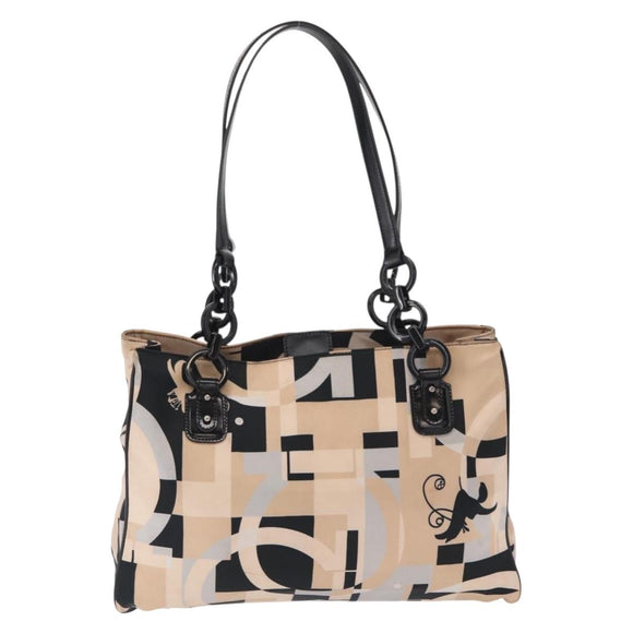 Salvatore Ferragamo Tote Bag Satin Beige Silver Auth BA9737