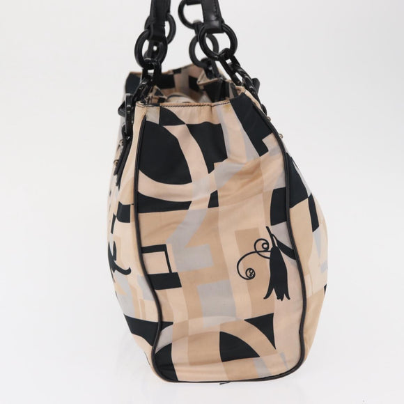 Salvatore Ferragamo Tote Bag Satin Beige Silver Auth BA9737