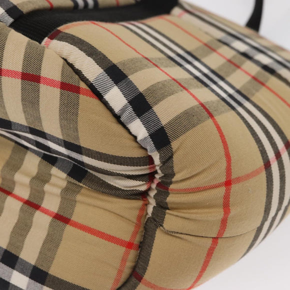 BURBERRY Nova Check Pet Carry Canvas Beige Silver Auth BA9738