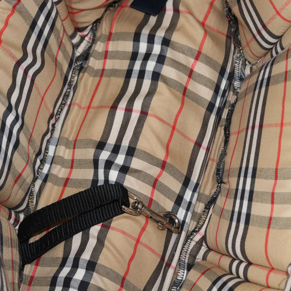 BURBERRY Nova Check Pet Carry Canvas Beige Silver Auth BA9738