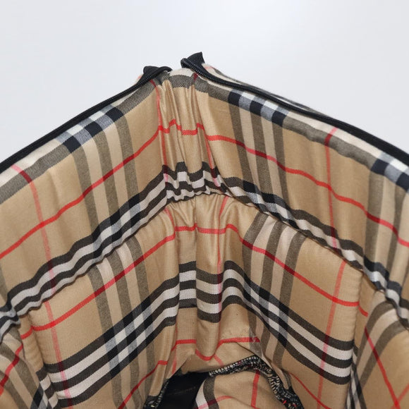 BURBERRY Nova Check Pet Carry Canvas Beige Silver Auth BA9738