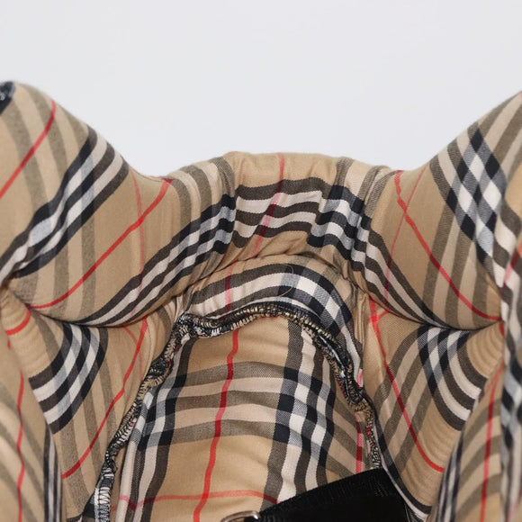 BURBERRY Nova Check Pet Carry Canvas Beige Silver Auth BA9738