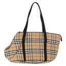 BURBERRY Nova Check Pet Carry Canvas Beige Silver Auth BA9738-13