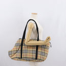 BURBERRY Nova Check Pet Carry Canvas Beige Silver Auth BA9738-22