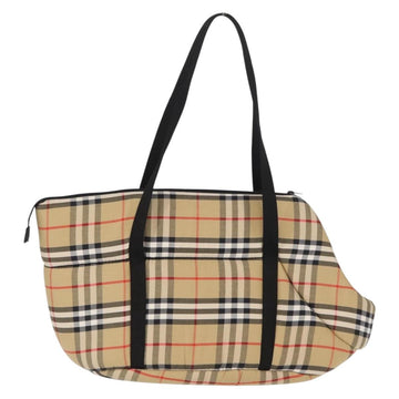 BURBERRY Nova Check Pet Carry Canvas Beige Silver Auth BA9738 - 0