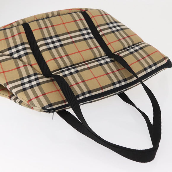BURBERRY Nova Check Pet Carry Canvas Beige Silver Auth BA9738