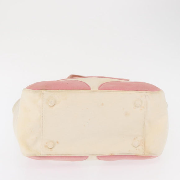 CHANEL Tragetasche Canvas Weiß Gold CC Auth BA9739