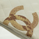 CHANEL Matelasse Cambon Line Shoulder Bag Leather White Black CC Auth BA9742V-18