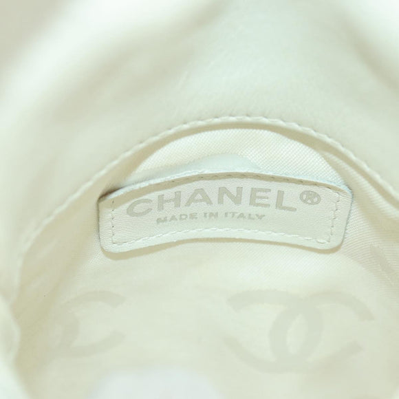 CHANEL Matelasse Cambon Line Shoulder Bag Leather White Black CC Auth BA9742V