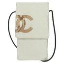 CHANEL Matelasse Cambon Line Shoulder Bag Leather White Black CC Auth BA9742V-13