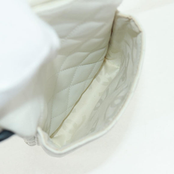 CHANEL Matelasse Cambon Line Shoulder Bag Leather White Black CC Auth BA9742V