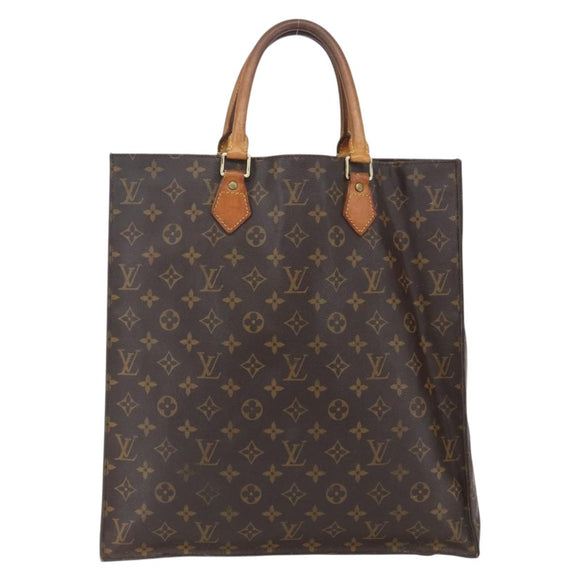 LOUIS VUITTON Monogram Sac Plat Hand Bag M51140 LV Auth BA9754