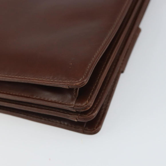 VALENTINO Shoulder Bag Leather Brown Gold Auth BA9760