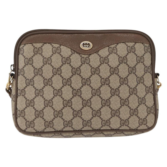 GUCCI GG Supreme Shoulder Bag PVC Beige Gold 119 02 068 Auth BA9786