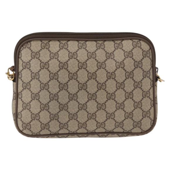 GUCCI GG Supreme Shoulder Bag PVC Beige Gold 119 02 068 Auth BA9786