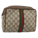 GUCCI GG Supreme Web Sherry Line Clutch Bag PVC Beige Gold 89 01 012 Auth BA9787-1