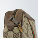 GUCCI GG Supreme Web Sherry Line Clutch Bag PVC Beige Gold 89 01 012 Auth BA9787-8