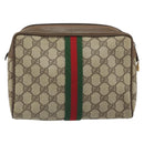 GUCCI GG Supreme Web Sherry Line Clutch Bag PVC Beige Gold 89 01 012 Auth BA9787-2