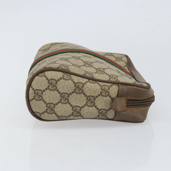 GUCCI GG Supreme Web Sherry Line Clutch Bag PVC Beige Gold 89 01 012 Auth BA9787