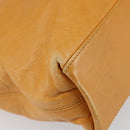 CHANEL Tote Bag Leather Orange Gold CC Auth BA9790-15