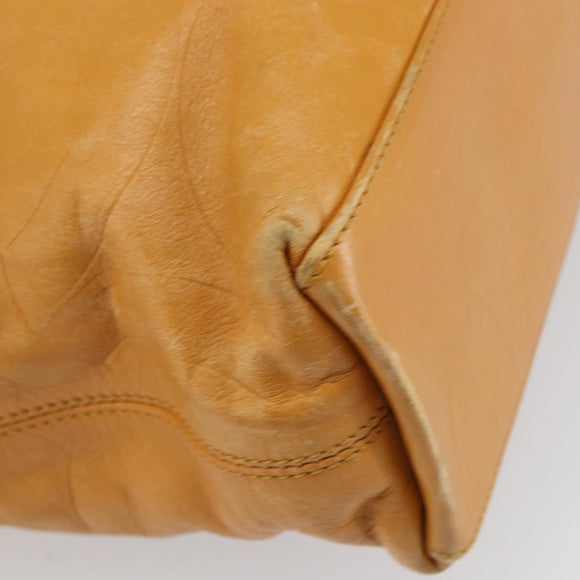 CHANEL Tote Bag Leather Orange Gold CC Auth BA9790