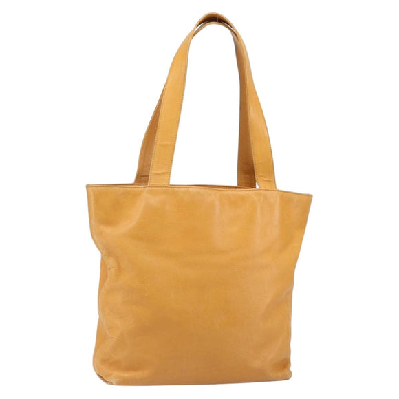 CHANEL Tote Bag Leather Orange Gold CC Auth BA9790
