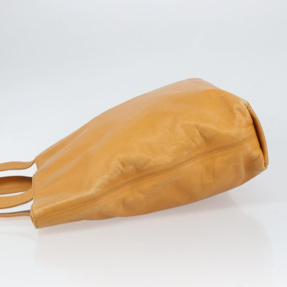 CHANEL Tote Bag Leather Orange Gold CC Auth BA9790