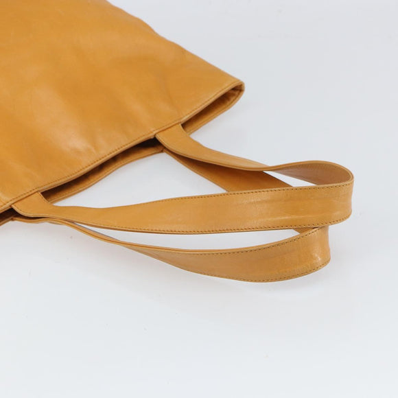 CHANEL Tote Bag Leather Orange Gold CC Auth BA9790