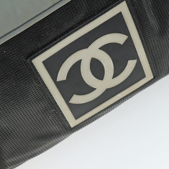 CHANEL Boston Bag Nylon Black Gray CC Auth BA9791