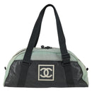 CHANEL Boston Bag Nylon Black Gray CC Auth BA9791-13