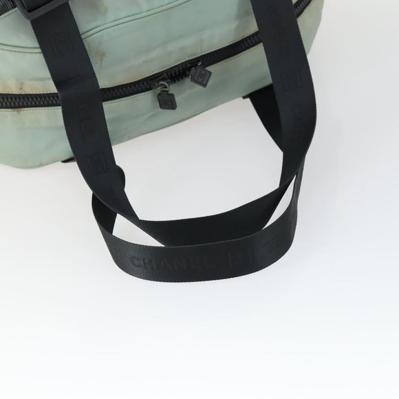 CHANEL Boston Bag Nylon Black Gray CC Auth BA9791