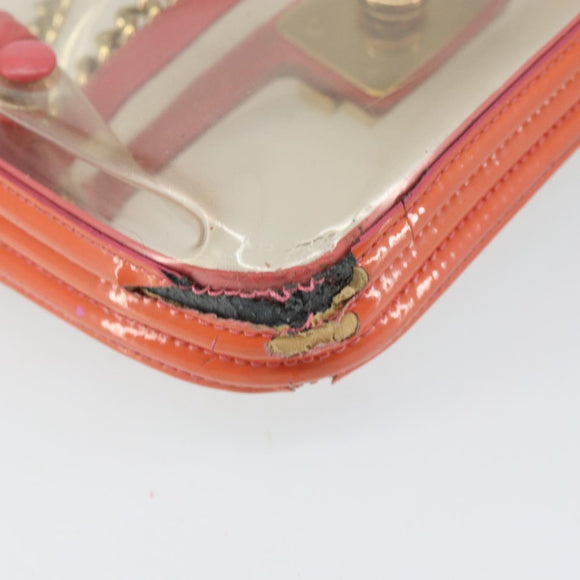 CHANEL Chain Shoulder Bag Vinyl Clear Gold CC Auth BA9792