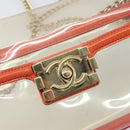 CHANEL Chain Shoulder Bag Vinyl Clear Gold CC Auth BA9792-15
