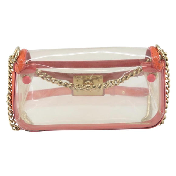 CHANEL Chain Shoulder Bag Vinyl Clear Gold CC Auth BA9792