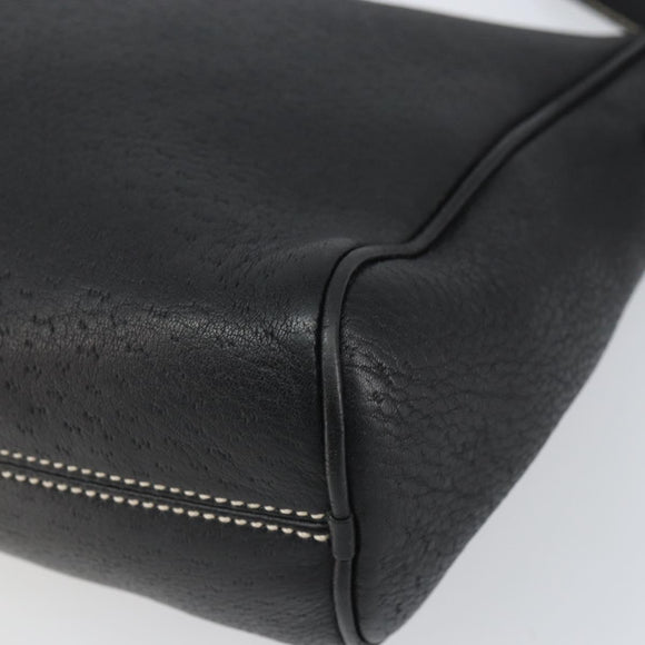 Salvatore Ferragamo Umhängetasche Leder Schwarz Silber Auth BA9797