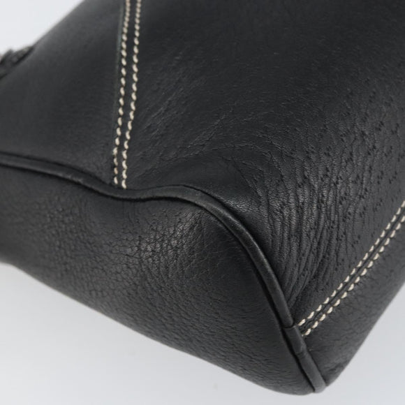 Salvatore Ferragamo Umhängetasche Leder Schwarz Silber Auth BA9797