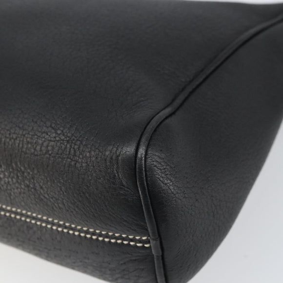 Salvatore Ferragamo Umhängetasche Leder Schwarz Silber Auth BA9797