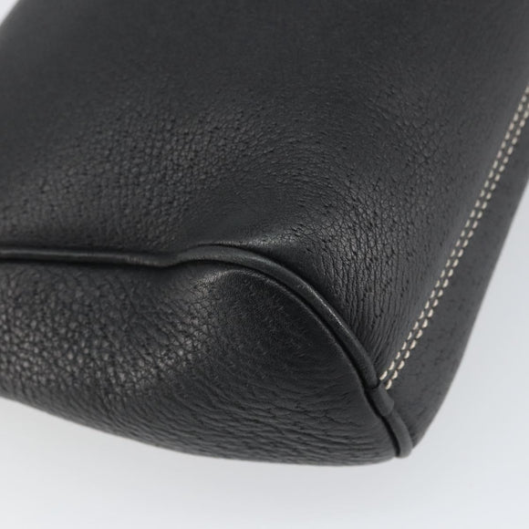 Salvatore Ferragamo Umhängetasche Leder Schwarz Silber Auth BA9797